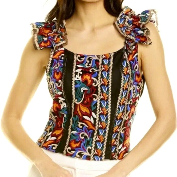 Women’s ANTHROPOLOGIE Eva Franco Florence embroidered corset top- Size Small - Picture 1 of 14